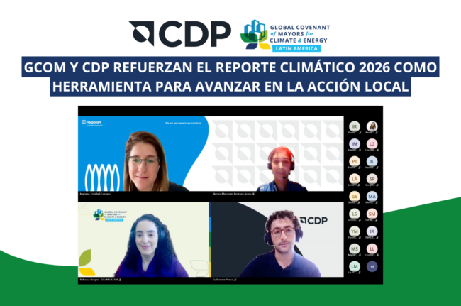 Los municipios comprometidos con el Pacto tienen hasta el 26 de octubre para reportar en la Plataforma CDP-ICLEI. Este año, el Pilar de Energía pasa a ser obligatorio para lograr la conformidad total de los requisitos